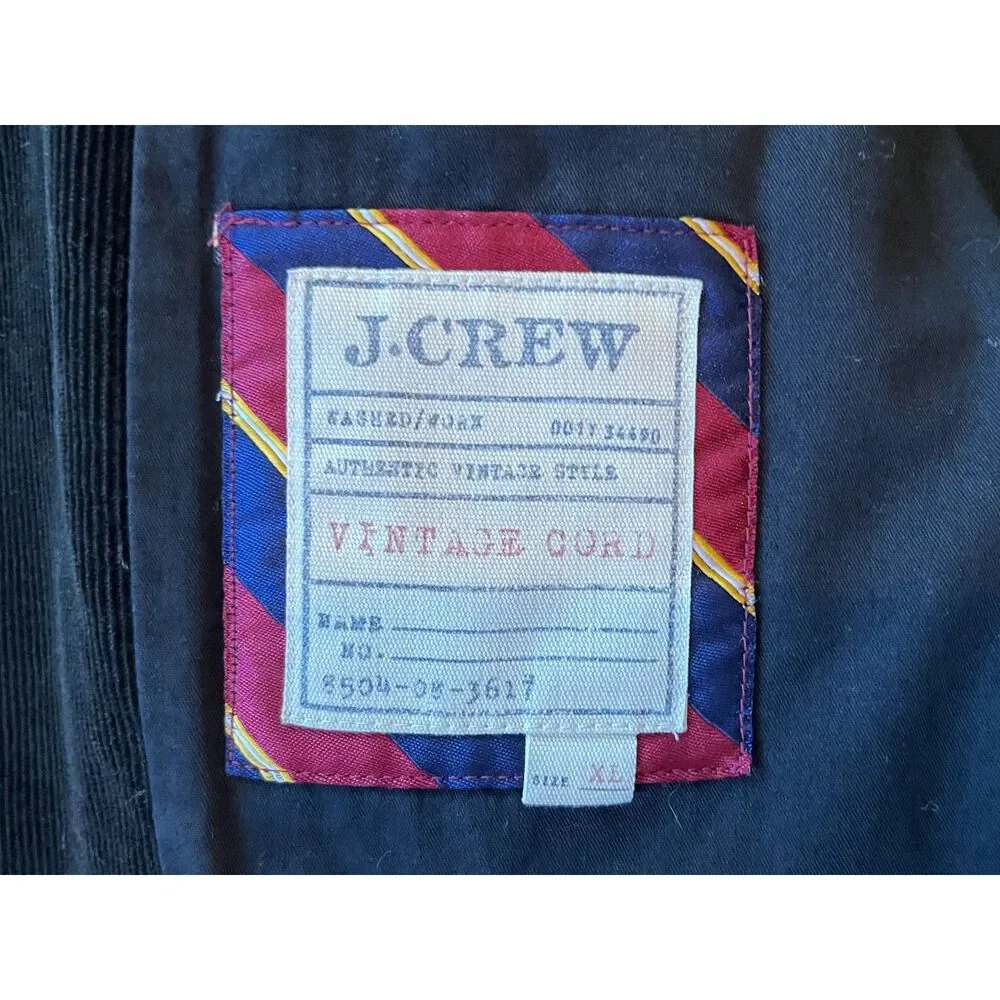 J. CREW Black Corduroy Triple Button Sports Coat Blazer Jacket   Mens Size XL